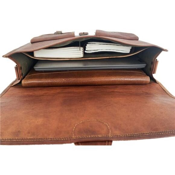 Leather Briefcase Laptop Messenger bag best computer satchel Handmade Bags - Picture 3 of 7
